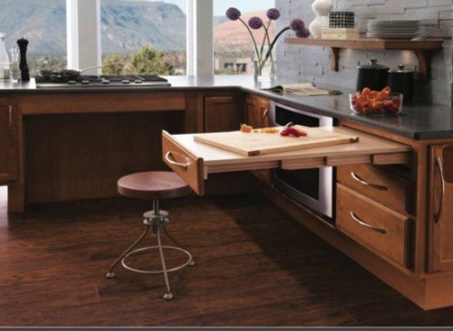 a modern kitchen design with pull-out board