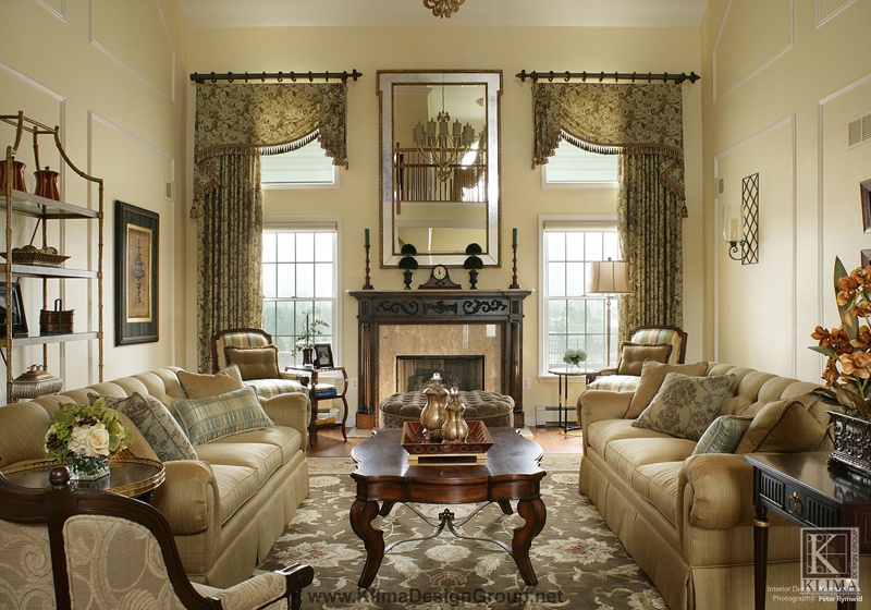 an elegant living room design with two large windows