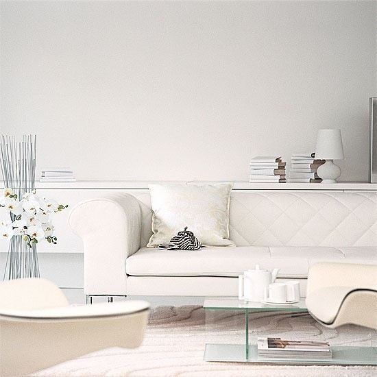 a contemporary living room in simple white
