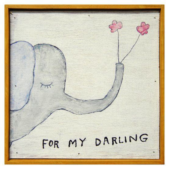a frame with elephant drawing