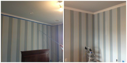 wall with gray stripes