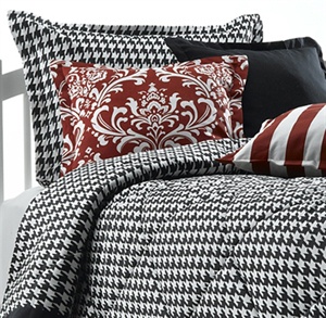 black, white and red bedding