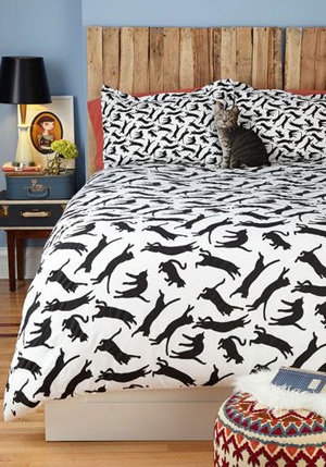black and white cat printed bedding