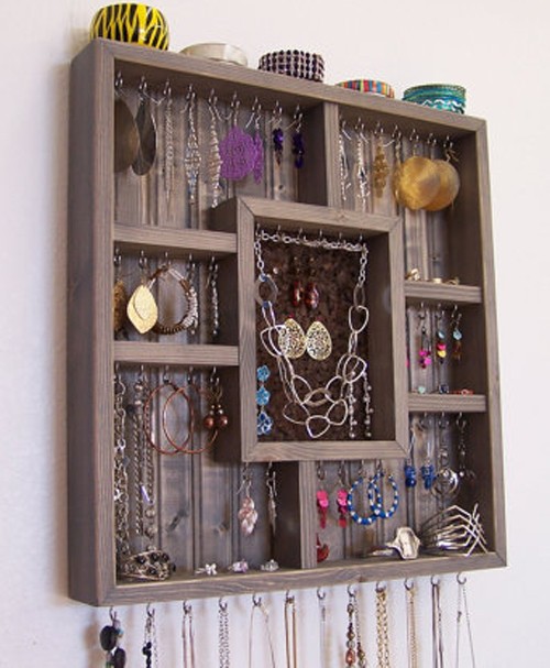 jewelry organizer hanging in the wall