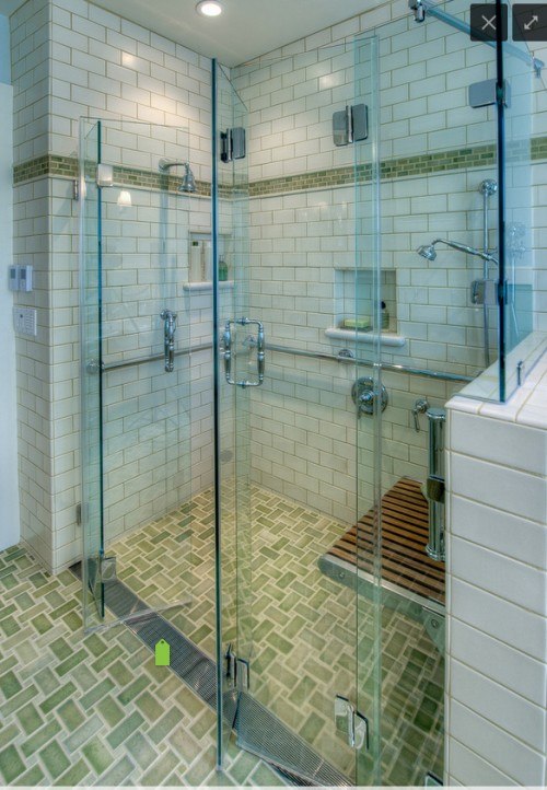 shower room with glass door