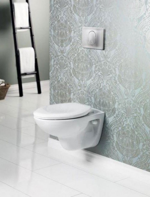 wall mounted white toilet