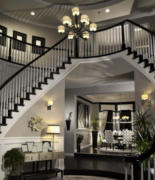 modern luxury foyer in black and white