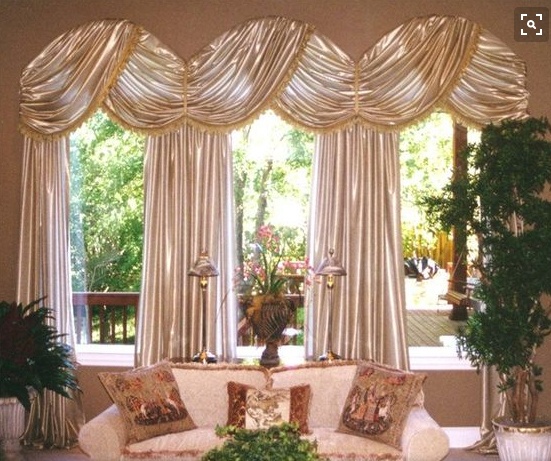 arched windows with elegant curtains