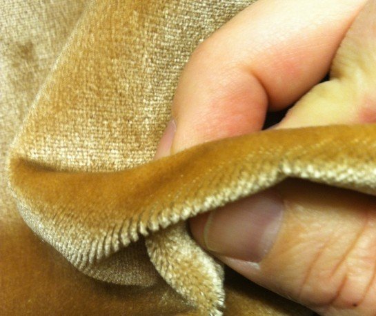 bending gold velvet fabric