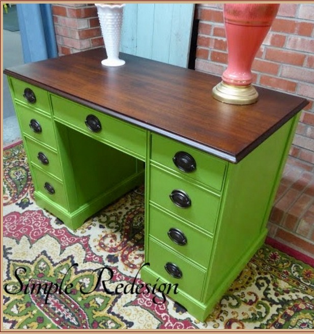 Simple Redesign. Green decorating idea- accent desk 