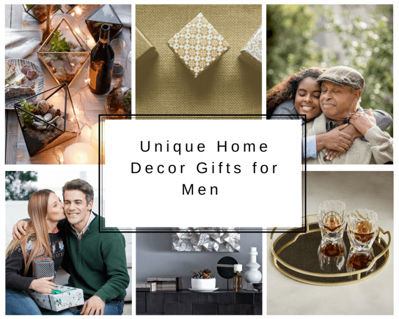 a variety of images with text "Unique home gifts for men"