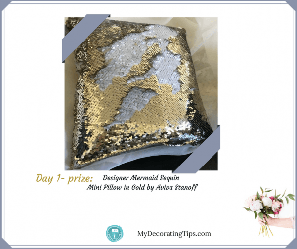 gold sequin mermaid pillow by aviva stanoff