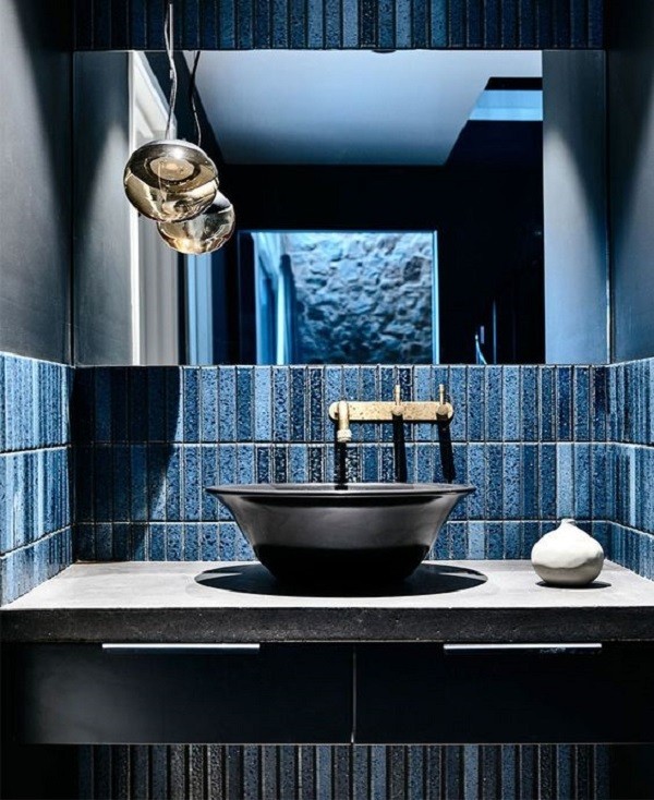 japanese style washroom in blue