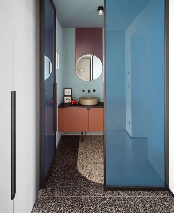 modern bathroom in pastel colors