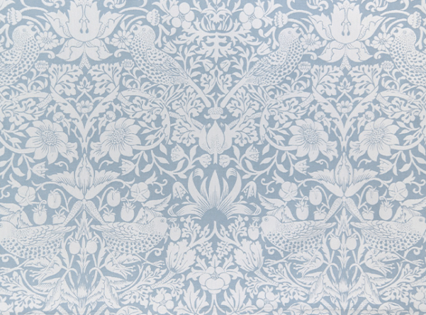 blue printed perennials fabric
