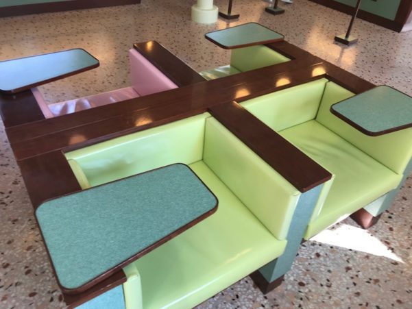 Vintage 60s inspired seating in Formica and vinyl