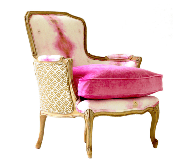 pink and beige armchair 