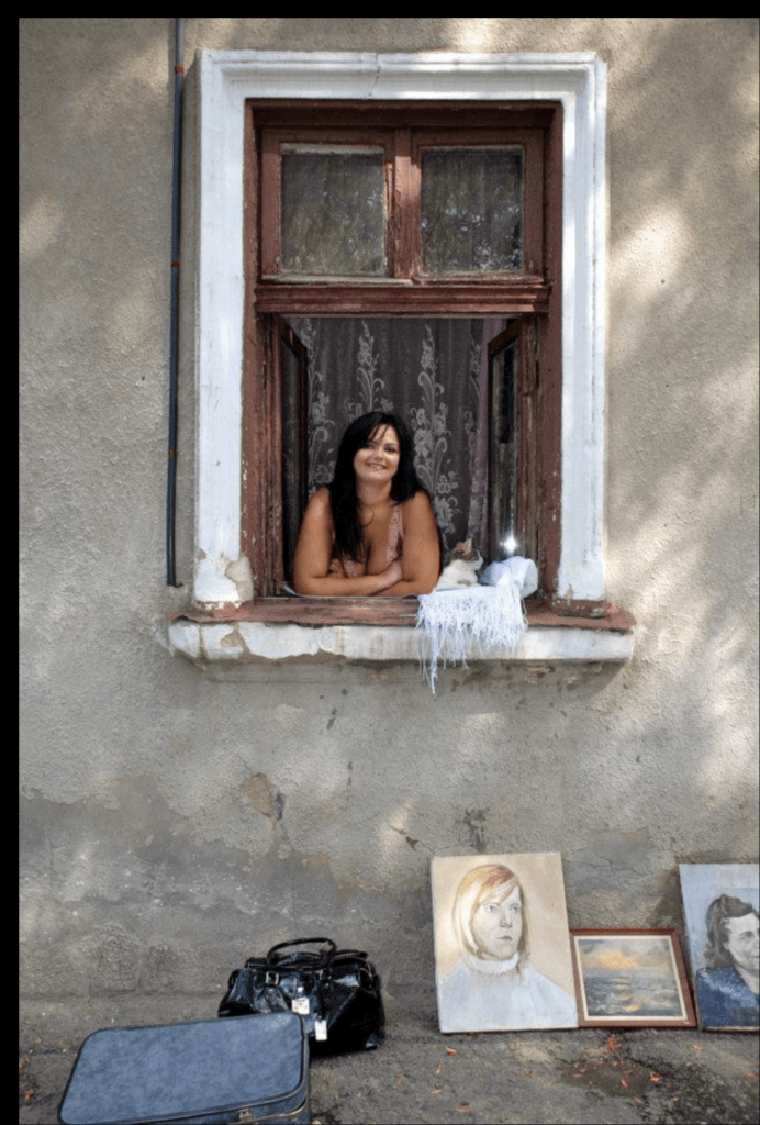 a Ukrainian woman in the window 