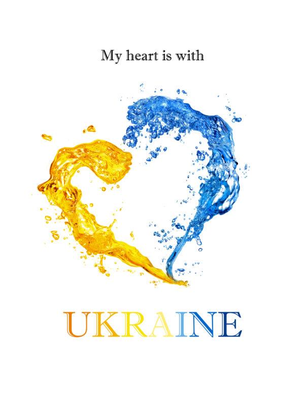 my heart is with Ukraine - art watercolor 
