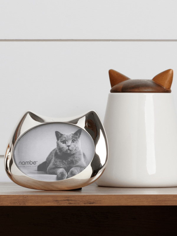 photo frame shaped as a cat with cat ears jar 