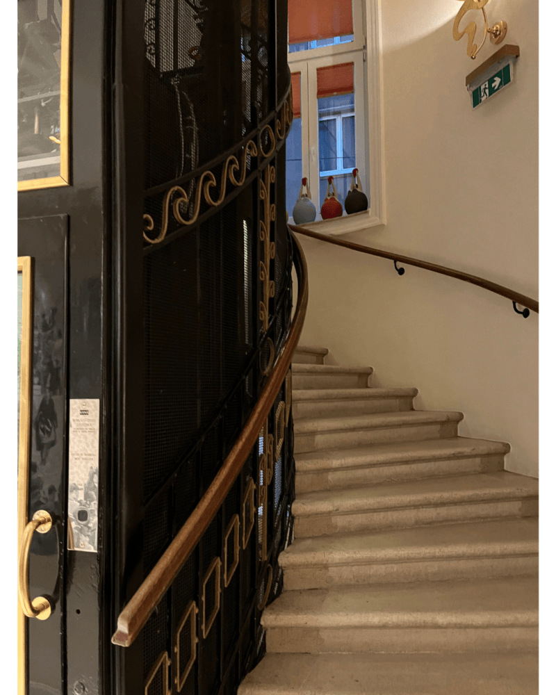 Stone staircase and the elevator 